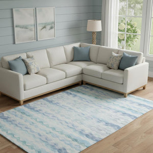 HomeRoots 10' Blue and Ivory Geometric Area Rug - Washable, UV-Protected, Durable, Stylish for Busy Homes 646241