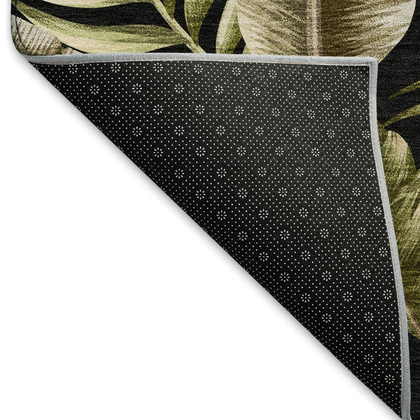 HomeRoots 5' X 8' Modern Midnight Green & Brown Geometric Washable Area Rug with UV Protection & Stain Resistance 646243