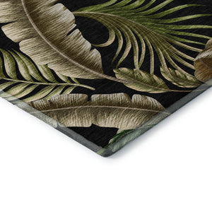 HomeRoots 5' X 8' Modern Midnight Green & Brown Geometric Washable Area Rug with UV Protection & Stain Resistance 646243