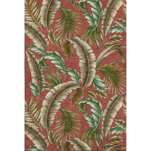 HomeRoots 5' X 8' Stylish Cinnamon Green & Brown Geometric Area Rug - Washable, UV Protected & Stain Resistant! 646249