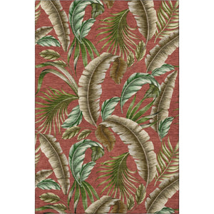 HomeRoots 5' X 8' Stylish Cinnamon Green & Brown Geometric Area Rug - Washable, UV Protected & Stain Resistant! 646249