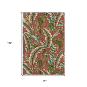 HomeRoots 8' X 10' Stylish Geometric Area Rug in Cinnamon, Green & Brown - Washable, UV-Protected & Durable 646251
