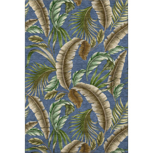 HomeRoots 5' X 8' Stylish Blue Green Brown Geometric Area Rug - Washable, UV Protected, Perfect for Families! 646255