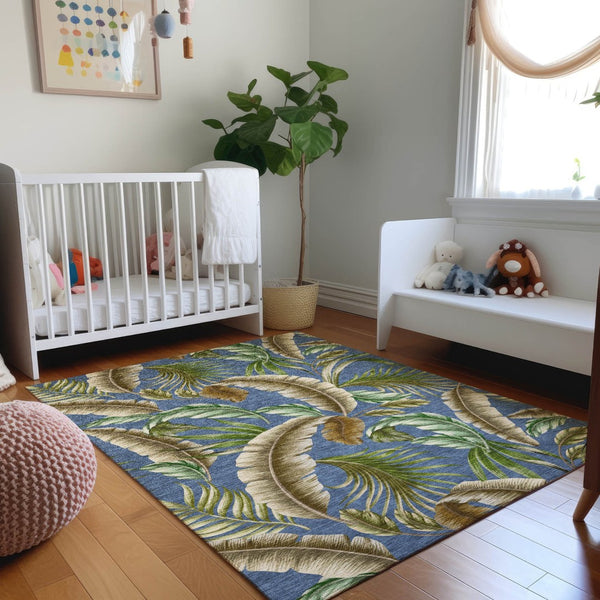 HomeRoots 9' X 12' Stylish Blue Green Brown Geometric Area Rug - Washable, UV Protected, Durable & Versatile! 646258