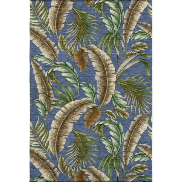 HomeRoots 9' X 12' Stylish Blue Green Brown Geometric Area Rug - Washable, UV Protected, Durable & Versatile! 646258