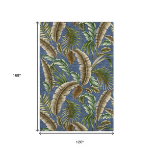 HomeRoots 10' X 14' Geometric Washable Area Rug - Stylish Blue Green Brown Design with UV Protection & Durability 646259