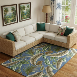 HomeRoots 10' X 14' Geometric Washable Area Rug - Stylish Blue Green Brown Design with UV Protection & Durability 646259