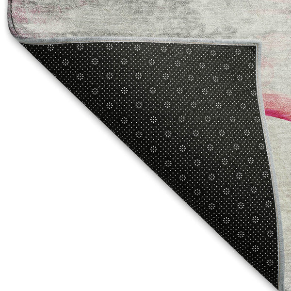 HomeRoots 9' X 12' Pink Charcoal Ivory Geometric Washable Area Rug - Soft, Durable & UV Protected Design 646313