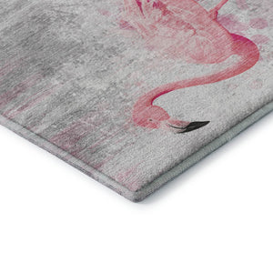 HomeRoots 9' X 12' Pink Charcoal Ivory Geometric Washable Area Rug - Soft, Durable & UV Protected Design 646313