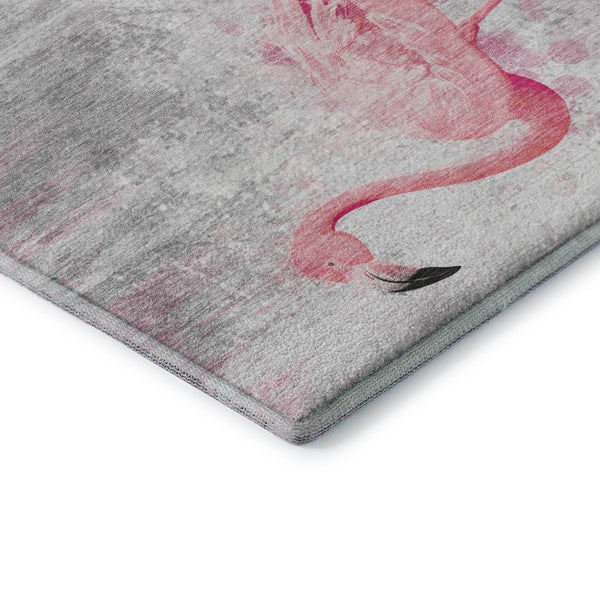 HomeRoots 9' X 12' Pink Charcoal Ivory Geometric Washable Area Rug - Soft, Durable & UV Protected Design 646313
