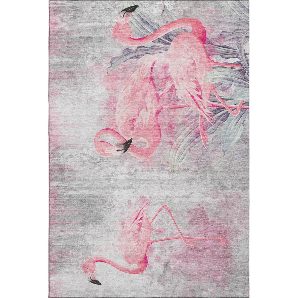HomeRoots 10' X 14' Pink Charcoal Ivory Geometric Area Rug – Washable, Stain-Resistant, UV Protected Comfort 646314