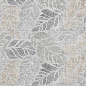 HomeRoots 9' X 12' Modern Geometric Light Gray Area Rug - Washable, UV-Protected, Stain-Resistant Design for Homes 646324