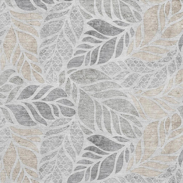 HomeRoots 9' X 12' Modern Geometric Light Gray Area Rug - Washable, UV-Protected, Stain-Resistant Design for Homes 646324