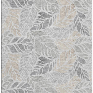 HomeRoots 9' X 12' Modern Geometric Light Gray Area Rug - Washable, UV-Protected, Stain-Resistant Design for Homes 646324