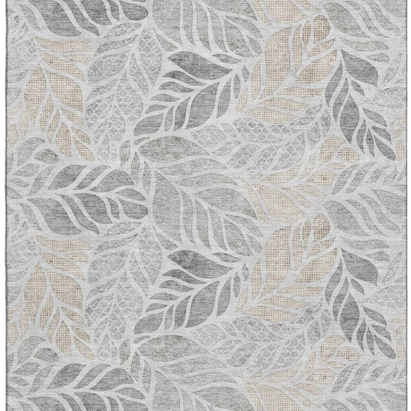HomeRoots 9' X 12' Modern Geometric Light Gray Area Rug - Washable, UV-Protected, Stain-Resistant Design for Homes 646324