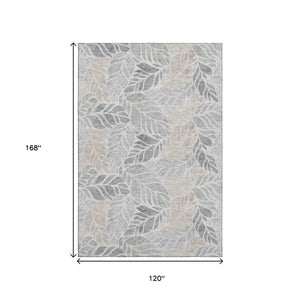 HomeRoots 10' X 14' Light Gray Taupe Charcoal Geometric Area Rug – Washable, UV Protected, Easy-Care Design! 646325