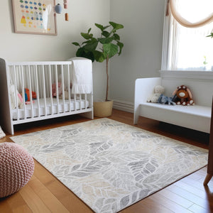 HomeRoots 10' X 14' Light Gray Taupe Charcoal Geometric Area Rug – Washable, UV Protected, Easy-Care Design! 646325