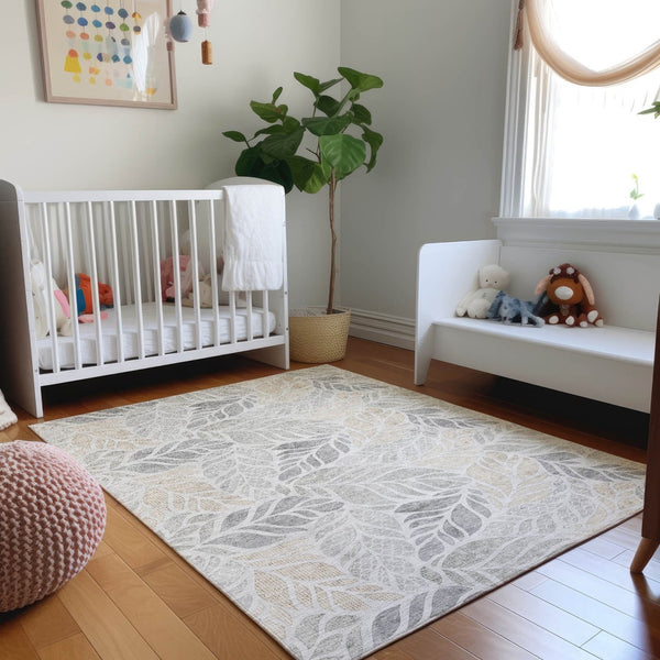 HomeRoots 10' X 14' Light Gray Taupe Charcoal Geometric Area Rug – Washable, UV Protected, Easy-Care Design! 646325