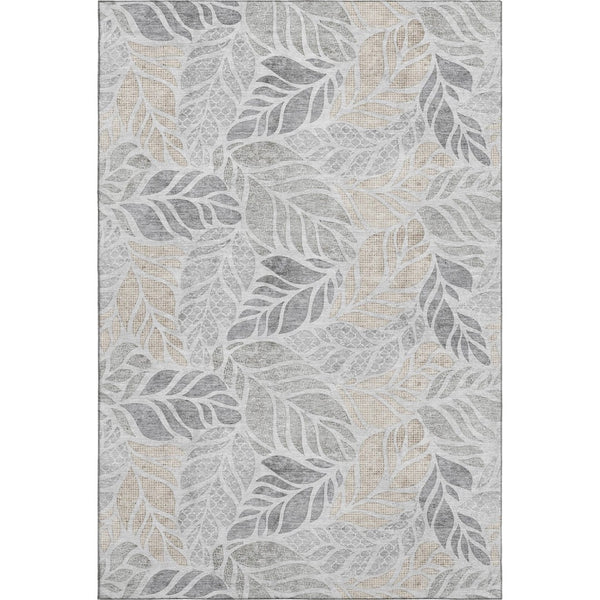 HomeRoots 10' X 14' Light Gray Taupe Charcoal Geometric Area Rug – Washable, UV Protected, Easy-Care Design! 646325