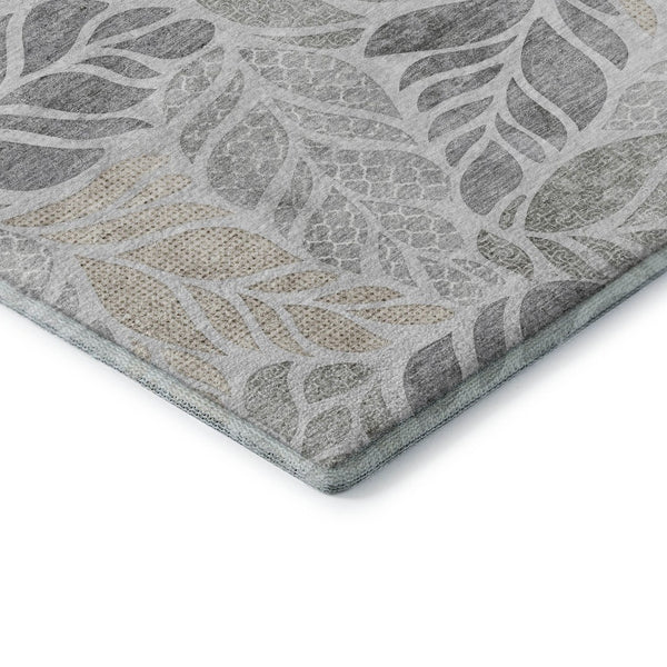 HomeRoots 10' X 14' Light Gray Taupe Charcoal Geometric Area Rug – Washable, UV Protected, Easy-Care Design! 646325
