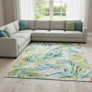 HomeRoots 8' X 10' Rainbow Geometric Washable Area Rug - Durable, UV-Protected, Stain Resistant & Kid-Friendly 646329