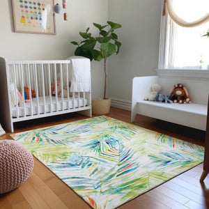 HomeRoots 10' X 14' Rainbow Geometric Area Rug - Washable, UV-Protected, Stain-Resistant for Busy Homes 646331