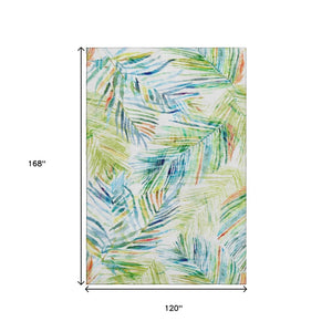 HomeRoots 10' X 14' Rainbow Geometric Area Rug - Washable, UV-Protected, Stain-Resistant for Busy Homes 646331