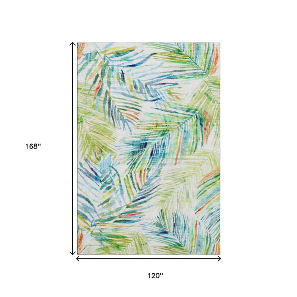 HomeRoots 10' X 14' Rainbow Geometric Area Rug - Washable, UV-Protected, Stain-Resistant for Busy Homes 646331