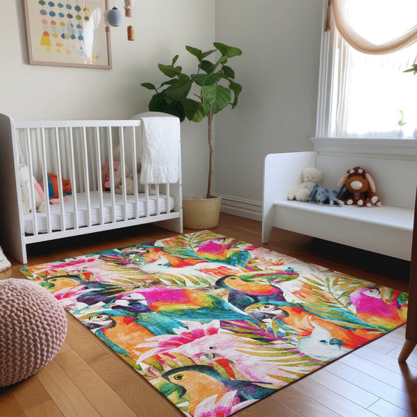 HomeRoots 8' X 10' Rainbow Geometric Washable Area Rug - Stylish, Durable, UV-Protected & Perfect for Families! 646335