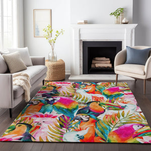 HomeRoots 8' X 10' Rainbow Geometric Washable Area Rug - Stylish, Durable, UV-Protected & Perfect for Families! 646335