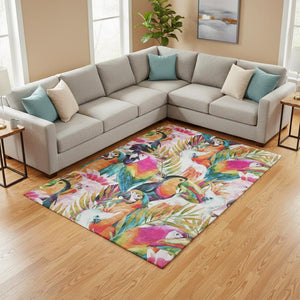 HomeRoots 8' X 10' Rainbow Geometric Washable Area Rug - Stylish, Durable, UV-Protected & Perfect for Families! 646335
