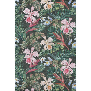 HomeRoots 8' X 10' Vibrant Midnight Green & Pink Geometric Washable Area Rug - UV Protected for All Spaces! 646341