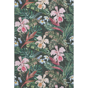 HomeRoots 10' X 14' Midnight Green & Pink Geometric Area Rug – Washable, UV Protected, Stylish & Durable! 646343