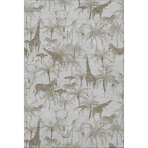 HomeRoots 5' X 8' Stylish Light Gray & Brown Geometric Washable Area Rug with UV Protection for Homes 646345