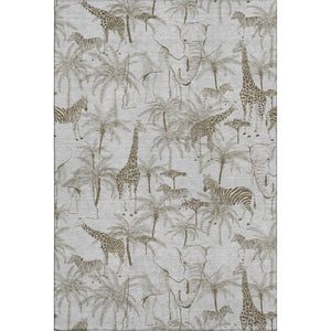 HomeRoots 9' X 12' Light Gray & Brown Geometric Washable Area Rug - UV Protected, Durable & Stylish Home Decor 646348