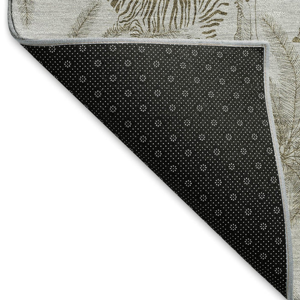 HomeRoots 9' X 12' Light Gray & Brown Geometric Washable Area Rug - UV Protected, Durable & Stylish Home Decor 646348