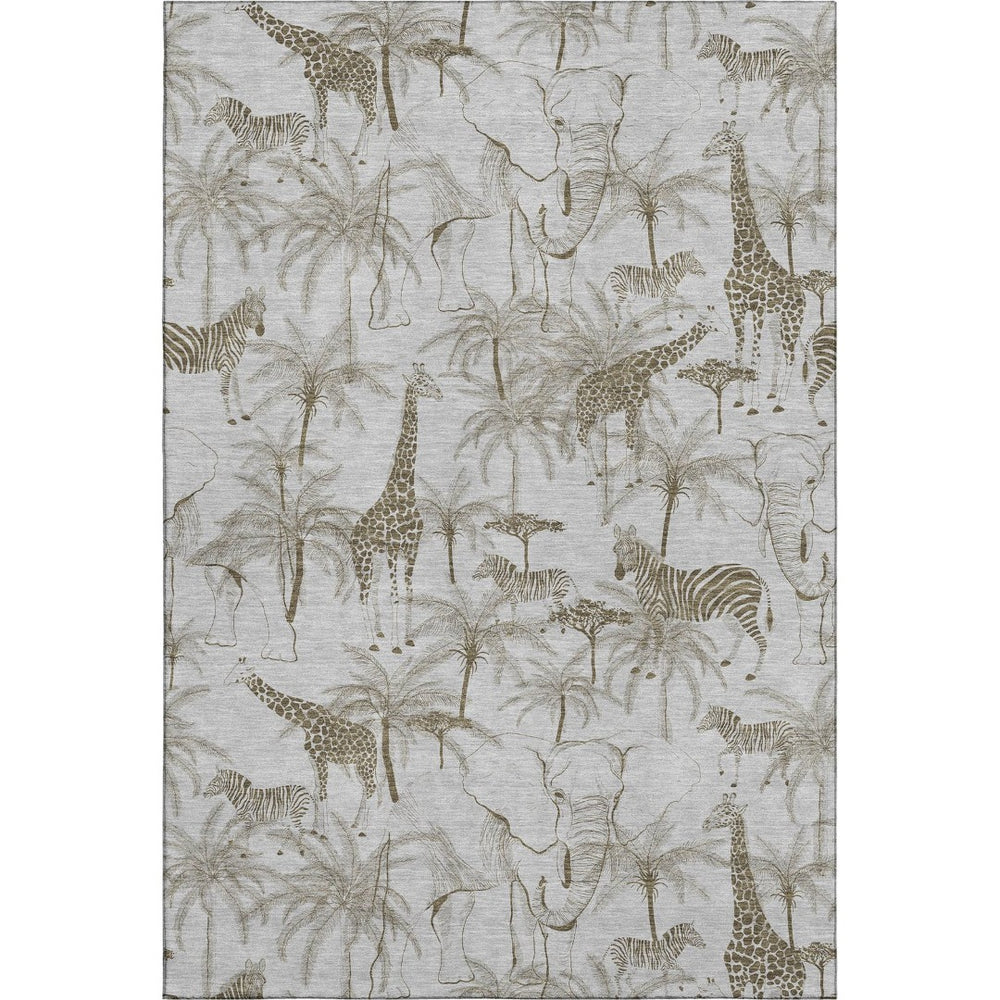 HomeRoots 10' X 14' Light Gray & Brown Geometric Area Rug – Durable, Washable, UV-Protected for Modern Homes 646349