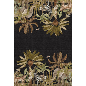 HomeRoots 9' X 12' Midnight Brown & Olive Green Geometric Area Rug - Washable, Stain-Resistant, UV Protected Decor 646354