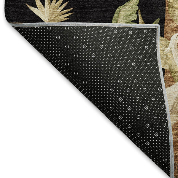 HomeRoots 9' X 12' Midnight Brown & Olive Green Geometric Area Rug - Washable, Stain-Resistant, UV Protected Decor 646354