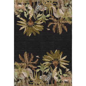 HomeRoots 9' X 12' Midnight Brown & Olive Green Geometric Area Rug - Washable, Stain-Resistant, UV Protected Decor 646354