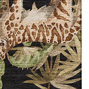 HomeRoots 10' X 14' Stylish Midnight Brown & Olive Green Geometric Washable Area Rug with UV Protection & Durability 646355