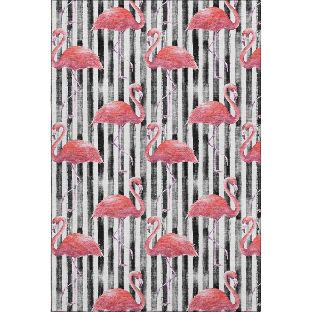 HomeRoots 10' X 14' Pink Black And White Geometric Area Rug - UV Protected, Washable, Durable, Stylish Décor 646361