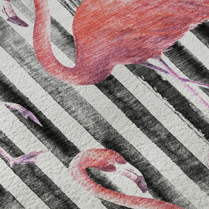 HomeRoots 10' X 14' Pink Black And White Geometric Area Rug - UV Protected, Washable, Durable, Stylish Décor 646361