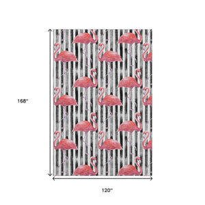 HomeRoots 10' X 14' Pink Black And White Geometric Area Rug - UV Protected, Washable, Durable, Stylish Décor 646361