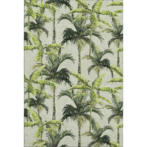 HomeRoots 8' X 10' Modern Geometric Washable Area Rug in Green, Ivory & Charcoal - UV Protected & Durable Design 646365
