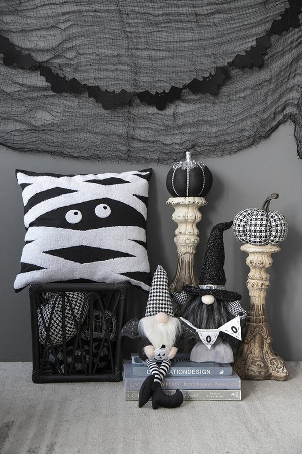 English Elm Set Of 2 Handcrafted Black Gnomes With Wings & Plaid Hats – Whimsical Halloween Decor Accent W2078P237630-GIGA