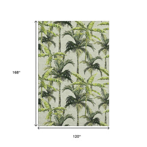 HomeRoots 10' Green Ivory Charcoal Geometric Washable Area Rug – Durable, Stylish, UV-Protected for Homes 646367