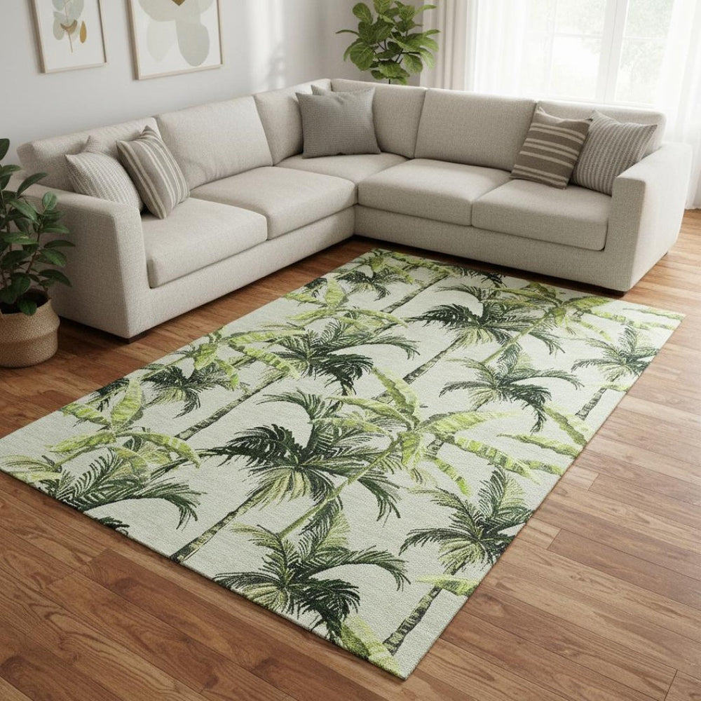 HomeRoots 10' Green Ivory Charcoal Geometric Washable Area Rug – Durable, Stylish, UV-Protected for Homes 646367