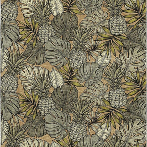 HomeRoots 5' Geometric Khaki Gray & Yellow Washable Area Rug - Durable, UV-Protected, Ideal for Kids & Pets 646369