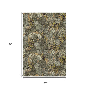 HomeRoots 8' X 10' Modern Khaki Gray & Yellow Geometric Washable Area Rug with UV Protection for Homes 646371